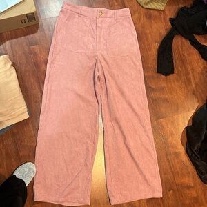 size large shein pink corduroy wide leg pants